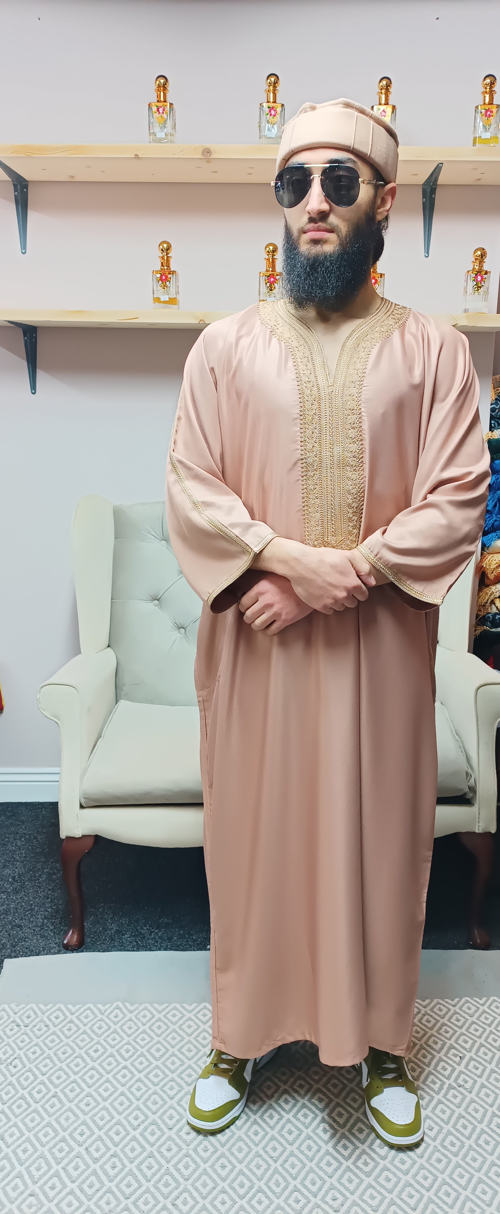 luxurious moroccan thobe for men, premium quality jubba.