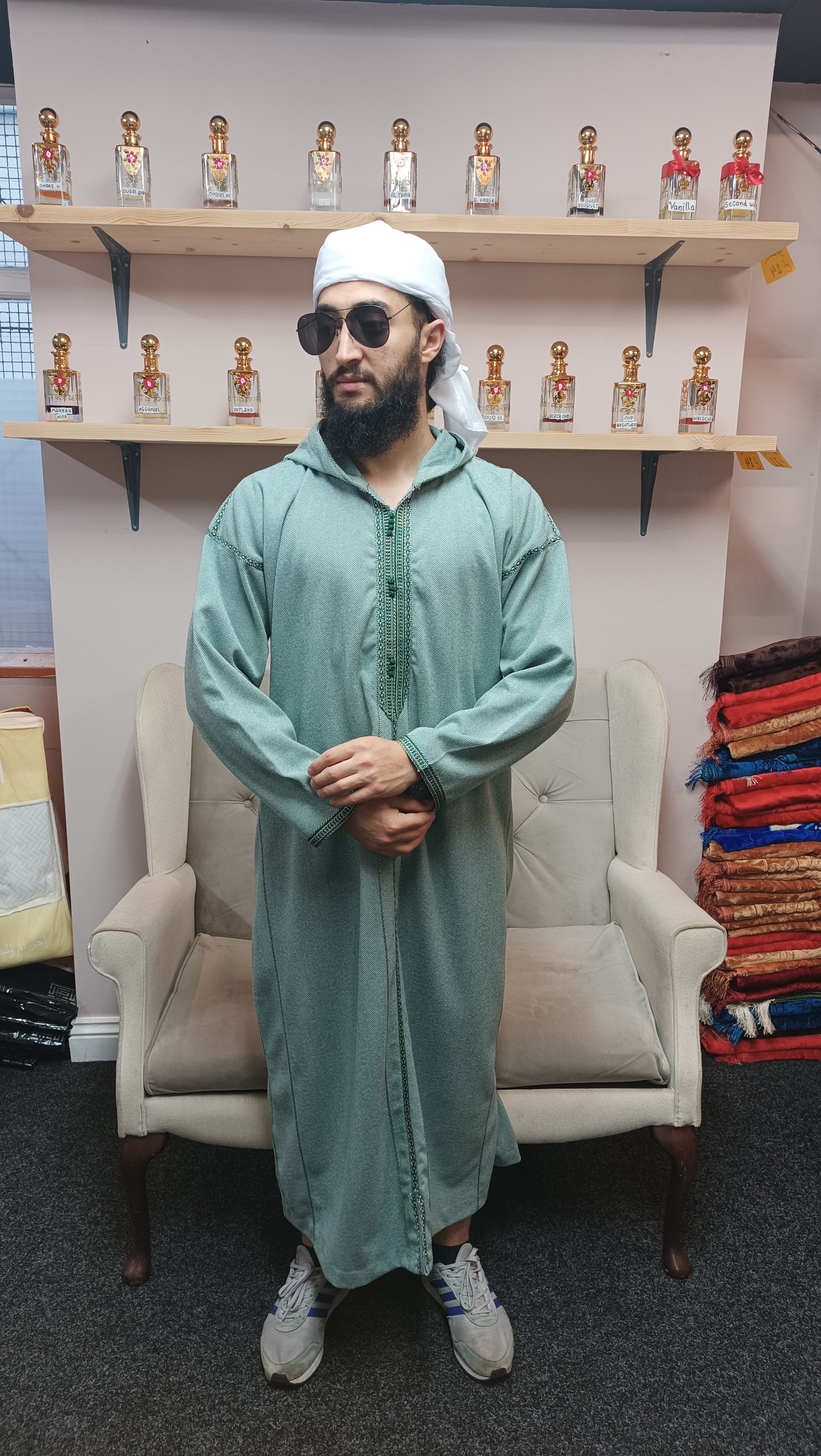 hooded Djellaba for men, winter Moroccan thobe.
