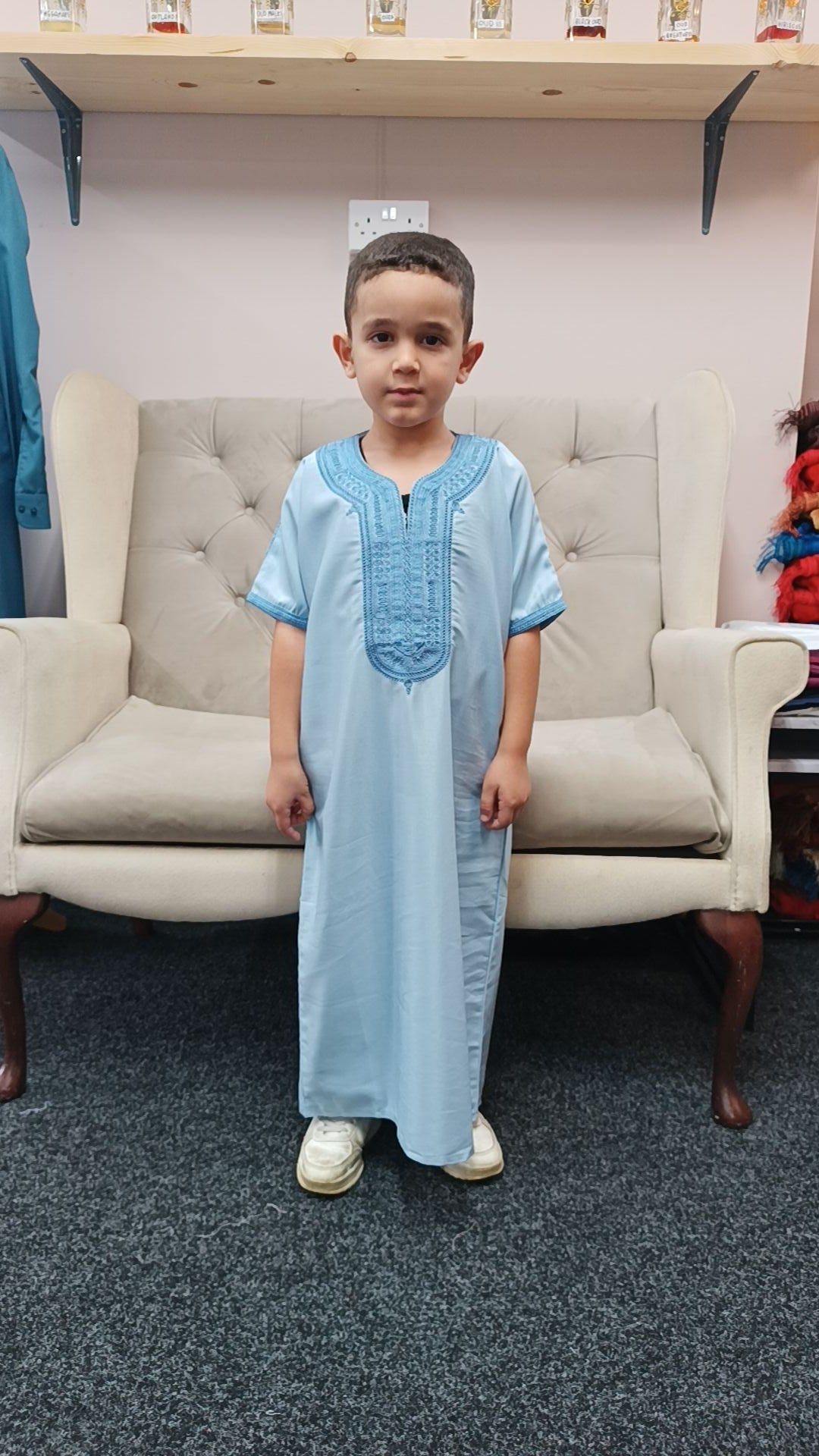 kids luxurious Moroccan thobe with beautiful embroidery